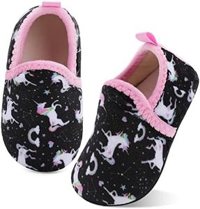 XIHALOOK Toddler Girls Boys Slipper Socks with Grippers Toddler Slip on House Slippers Black Horse, 6.5-7.5 Toddler