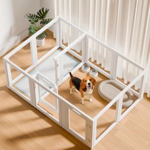 EVERFRONT Clear Acrylic Dog Playpen - Clear Dog Play Pen - Easy Assemble Acrylic Dog Playpen - Puppy Playpen, Cat Playpen, Small Animal Playpen, Dog Play Pen Indoors(30", 2 Gates + 10 Panels)