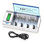 EBL Universal AA AAA C D 9V Battery Charger, LCD Smart Individual Charger with Discharge Function Fast Charging for AA AAA C D 9V Ni-MH Ni-CD Rechargeable Batteries