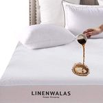 Linenwalas Waterproof & Dust Proof Double Bed Fitted Mattress Protector and Pillow Protector Set - White - Standard Size