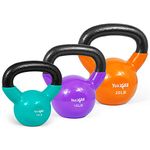 Yes4All Kettlebells 10 15 20 lbs Set Weight Vinyl Coated Cast Iron for Dumbbell Weights Exercises, Gym, Fitness, Full Body Workout Equipment Push up, Grip and Strength Training, Multicolor