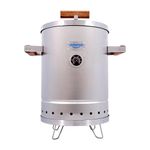 Universal 6-pound Stainless Steel (Small) Charcoal Barrel Smoker with Thermometer & Airlock system - 16.5"x 21.18" x ⌀11.81", 2 in 1 Vertical Smoker - Grill and Smoker, 6-serving Slow Cooking Smoker