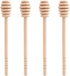 ICEYLI 4 Pcs (6.3 Inches) Wooden Honey Mixing Stirrer Honey Dipper Sticks Honey Comb Stick Honey Spoon Collecting Dispensing Drizzling Jam