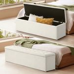 Oikiture Storage Ottoman 140 x 41 x 35 Tufted Foot Rest Stool Bench Home Bedroom Furniture