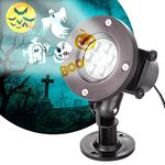 Halloween Outdoor LED Light Projector - Includes 12 Interchangeable Seasonal Slides, Black