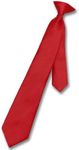 Vesuvio Napoli Boy's CLIP-ON NeckTie Solid RED Color Youth Neck Tie