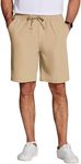 COOFANDY Men's Casual Shorts 7" Inseam Elastic Waist Lightweight Summer Walking Shorts with Pockets,Light Khaki,Small