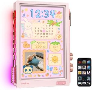 Divoom Times Frame Smart Desk Clock Display with Custom Faces & RGB Glow (Pink)