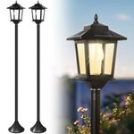 PASAMIC 63" Solar Lamp Post Lights 2Pack, Outdoor Post Lights Waterproof, Pole Lights Outdoor, Decorative Floor Lamp for Patio, Warm White, Replaceable Bulb