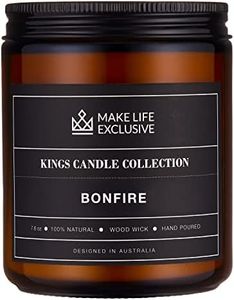 Scented Candles for Men | Bonfire, Mahogany Teakwood Candles Scented | Wood Wick, Long Lasting, Masculine Scents | Natural Soy Jar Candle for Home, Mancave & Bachelor Pad Decor | Perfect Mens Gift