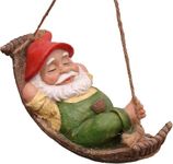 TERESA'S COLLECTIONS Garden Gnome Statues, Cute Decorations for Yard Hanging Outdoor, Tree Ornaments Figurines for Stump Branch Lawn Patio Decor, Ideal Gift for Mom, Mothers Day, 8.9"