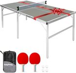 Original Cup EasyPong | Grey Ping Pong Table | 182x91cm | Premium Quality | Easy to Carry | Stable | Ideal for Outdoor & Indoor | 2 Rackets + 4 Balls | Table Tennis | 100% Fun