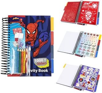 Marvel Scrapbooking Kit con Stickers - Album Fotografico Fai da Te + 1000 Adesivi Scrapbooking Matite Colorate Attivita Creative Per Bambini Spiderman Gadget (Multicolore Spiderman)