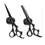 Black Dragon 6.0 inch Professional Dragon Handle 440C Salon Hair Cutting Scissor - Hairdressing Thinning Shears- Perfect for Barber and Home Use (Scissors set)