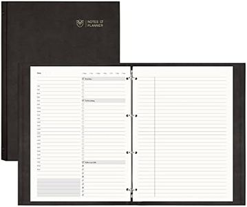 EMSHOI Undated Daily Planner 8.5" X 11", A4 To Do List Notepad, 240 Refill Pages Ring Binder Planner, Hardcover Leather Appointment Book for Work, with Yearly Schedule, Habit Tracker, Black