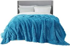 Bedsure Fluffy Bright Blue King Siz