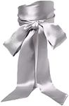 Stylish Soft Scarf Ribbon Scarf Long Skinny Satin Belt Sash Necktie Neck Scarf Choker for Women - gray - 200cm*5cm