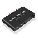 XIKKART HDMI Audio Extractor 5.1CH 4K 3D Coaxial to RCA AC3/DST to 5.1 Amplifier Analog Converter for PS4 DVD Player HDTV (Not Support ARC)