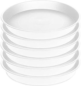 Bleuhome 6 Pack Plastic White Plant Saucers for Potted Plants, 4 5 6 7 8 9 10 11 12 14 inch, Flower Pot Water Trays for Indoor Outdoor Ceramic or Plastic, Plant Containers Indoor (6", Creamy White)