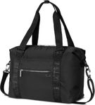 ROOTS Overnighter Duffle Bag for Travelling – Zippered Main Compartment With Laptop Compartment, Extra Pockets, Detachable Strap, Made from Recycled Fabric – Black