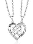 Top Plaza Best Friends Necklace for 2, Women BFF Friendship Necklaces, Rhinestone Matching Heart Pendant Jewelry Gifts for Girls Sister, Small, Stainless Steel, not-known