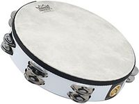 Remo Quadura Tambourine (Pre-Tuned) - 10-Inch Diameter, 8 Pairs Jingles x 2 Rows