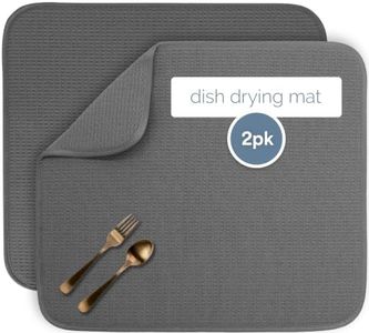 S&T INC. Dish Drying Mat 2 Pack, 16” x 18”, Absorbent Microfiber Kitchen Counter Mat, Dish Drying Pad for Dishes, Utensils, Pots and Pans, Large, Charcoal Grey