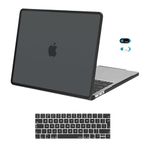 MOSISO Compatible with MacBook Pro 13 inch Case M2 2024-2016 A2338 M1 A2251 A2289 A2159 A1989 A1708 A1706,Soft TPU Frame Bumper Anti-Cracking Plastic Hard Shell&Keyboard Cover&Webcam Cover, Black