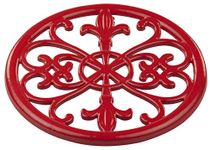 Home Basics Cast Iron Fleur De Lis Trivet (Red)