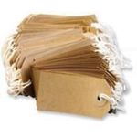 100 x Manilla Buff Strung Tags Tickets 70mm 35mm Luggage Labels