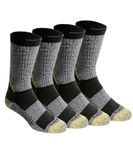 Dickies Men's Kevlar Reinforced Steel Toe Crew Socks, Black (4 Pairs), Large
