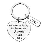 Aunt Gift We are So Lucky to Have an Auntie Like You Keychain Christmas Gifts For Special Aunt Godmother Gift Family Member Auntie Birthday Valentines Jewelry for Aunt from Niece Nephew