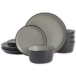 Gibson Elite Soho Lounge Sofia Coupe Dinnerware Set, Service for 4 (12pcs), Grey