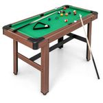GYMAX Pool Table, 48 Inch Wooden Billiard Tables with 16 Balls, 2 Cue Sticks, 2 Chalks and Brush, Snooker Table Mini Pool Table for Kids, Family, Party (Green)