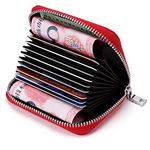 HBESTORE Credit Card Holder Wallet, RFID Blocking Leather Zipper Card Holder case Accordion Wallet for Women/Men (Red)