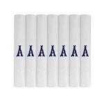 Surf the Shop 7 Pack Of Mens Initial Embroidered White Handkerchiefs With Satin Border, Various Letters (A)