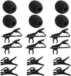 AUGSUN 18Pcs Lapel Microphone Clips Replacement Kit, 6Pcs Lavalier Mic Clips Metal Tie Clips Lavalier Microphone Clips, 6Pcs Windscreen Foam Cover and 6Pcs Plastic Wire Clips