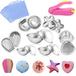 Metal Bath Bomb Mold 7 Sets(6 Hemispheres, 2 Starfish, 2 Heart, 2 Shell, 2 Scallop), HBlife DIY Bath Bomb Kits with 100 pcs Shrink Wrap Bags 6 x 6 Inch, BONUS Mini Sealer for Bath Bomb Making, Handmade Soaps and Crafts