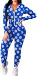 Ekouaer Women Hooded Jumpsuit Long Sleeve Onesie Zip Up One Piece Pajamas Novelty Sleepwear for Women Biscuit Print M