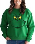 United BLVD Unisex Christmas Vacation Smiley Sweatshirt for Adults Holiday Crewneck Long Sleeve Funny Graphic Cute Christmas Sweatshirt for Men & Women (Small, Irish Green)
