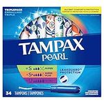 Tampax, Pearl Tampons, Plastic Applicator, TriPack, Super/Super Plus/Ultra Absorbency, 34 Count