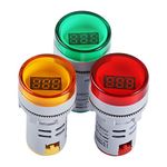 DROK Digital Mini LED Display Voltmeter AC 60-500V Voltage Meter Monitor 3pcs Green Red Yellow Signal Indicator Light Panel