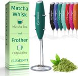 Elementi Matcha Whisk & Frother Set - Powerful Electric Matcha Mixer, Easy to Use Matcha Whisk, Complete Your Matcha Whisk Set & Matcha Kit with the Elementi Milk Frother (Emerald Green)