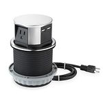 Link 2 Home Space Saver Pop Up Outlet with USB, 3 Power Outlets 15A, 2 USB Ports 2.4A Fast Charge, Splash Resistant, Stainless-Steel Finish, for Kitchen Counter Island, Office Table and Workshop