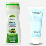 Combo Of 2 Packs- ADALIA Shampoo Enriched with Neem and Chickpeas for Healthy Scalp/Dandruff For Men and Women (200 ML) | & Glare Acne face wash for acne and pimples (100 g)