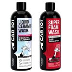 CAR101 Graphene Ceramic Shampoo & Super Foam Car Wash Shampoo Combo Pack (2 x 300ml) | pH Neutral Formula |Deep Gloss & Water Repellency |Scratch-Free Cleaning |Safe for PPF, Paint & Ceramic Coating