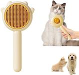 Vingtank Pet Hair Cleaner Brush, Hair Brush for Cats and Dogs, Self Cleaning Slicker Comb for Kitten, Removes Tangles Loose Fur (Yellow, Hair Type: Thin, Thick, Curly)