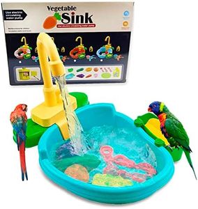 ESSGUO Parrot Bath, Parrot Bird Bathtub, Automatic Bird Bathtub Pet Bath Pool with Faucet, Bird Bathtub Swimming Pool Toy Bath Shower Water Dispenser for Canary, Love Bird, Goldfinch