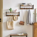 YMYNY Coat Rack Shelf Wall Mounted, Coat Hooks Set of 2, Entryway Coat Hanger with 10 Hooks, Wall Floating Shelf with Hat Rack, for Kitchen, Bedroom, Bathroom, Rustic Brown 120 × 11× 19.5CM HWS004H-2