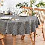 Wolkemer Faux Linen Oval Tablecloth Heavy Duty Wrinkle Resistant Fabric Table Cloths 60 x 84 Inch Charcoal Farmhouse Rustic Table Cover for Kitchen Dining Indoor Outdoor Tabletop Decoration